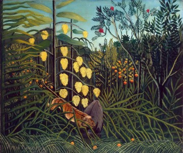 Animal Painting - Struggle between Tiger and Bull Henri Rousseau